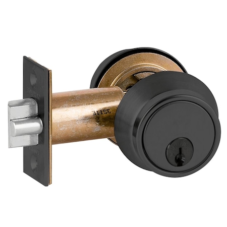 Grade 2 Double Cylinder Deadlatch, Conventional 6-Pin Cylinder, 2-3/8-in Backset, Flat Black